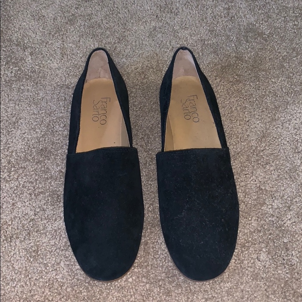 Franco Sarto black suede flats